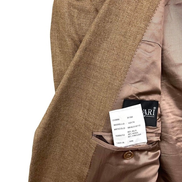 Chiavari Wool Silk Blend Blazer Jacket Sport Coat Men 3 Button Bronze Brown 43R - Picture 5 of 8